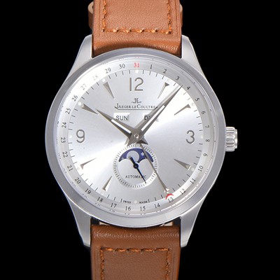 SA급 예거르꿀뜨르 남성용 마스터 캘린더 문페이즈 오토매틱 866  39mm 가죽줄 실버다이얼 jag1235 xx