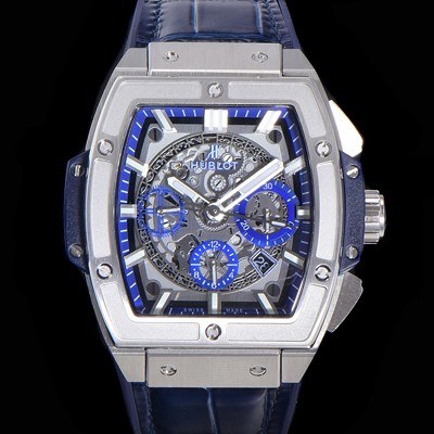 SA급 휴블렛 남성용 스피릿 빅뱅 마스터피스 크로노그래프 Hub4700타입 45mm 가죽줄 스켈래톤다이얼 hub1212 xx