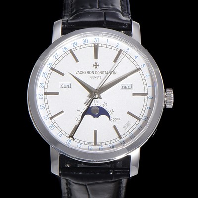 SA급 바쉐런콘스탄팀 남성용 트레디셔널 문페이즈 오토매틱 2460QCL 타입 41mm 가죽줄 화이트다이얼  vac5151 xx