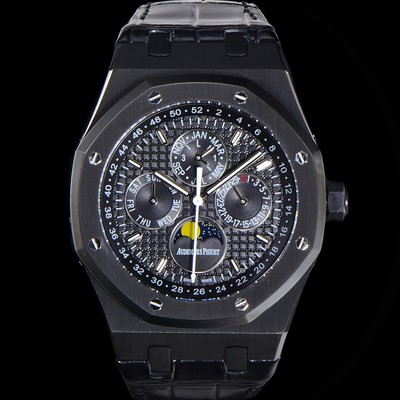 SA급 오데마피게 남성용 로얄오크 퍼펙츄얼 캘린더 41mm 오토매틱 T5134 타입 PVD블랙 무광 코팅 가죽줄 블랙다이얼  aud1359 xx