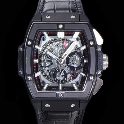 SA급 휴블렛 남성용 스피릿 빅뱅 마스터피스 크로노그래프 Hub4700타입 45mm PVD코팅 가죽줄 스켈래톤다이얼 hub3251 xx