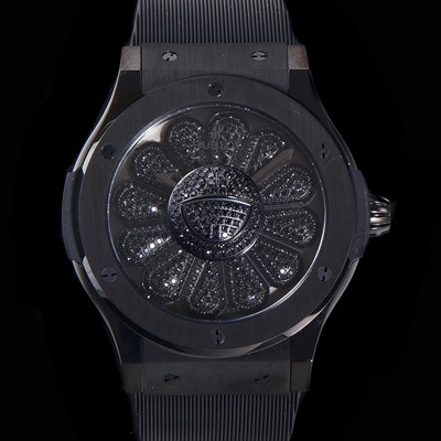 SA급 휴블렛 남성용 신형버전 클래식 퓨전 무라카미 타카시 45mm 오토매틱 Hub1214 타입 우레타줄 PVD코팅케이스 블랙다이얼  hub9193 xx