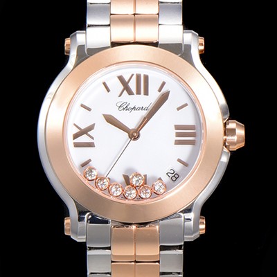 SA급 쇼파드 여성용 해피 스포츠 다이아몬드 36mm 스위스 955.112 쿼츠 18K 로즈골드 화이트다이얼 cho1953 xx