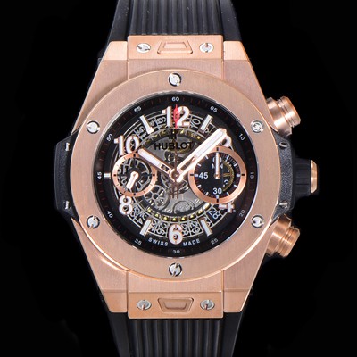 SA급 휴블렛 남성용 빅뱅 유니코 45mm 오토매틱 HUB1242 타입 18K 로즈골드 러버줄 스켈래톤 다이얼  hub9293 xx