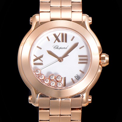 SA급 쇼파드 여성용 해피 스포츠 다이아몬드 36mm 스위스 955.112 쿼츠 18K 로즈골드 화이트다이얼 cho1251 xx