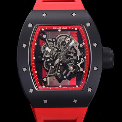 SA급 리차드밀레 남성용 RM055 블랙 PVD코딩 스켈레톤 다이얼 러버 스트랩 기계식 수동형 무브먼트 RIC07178 xx