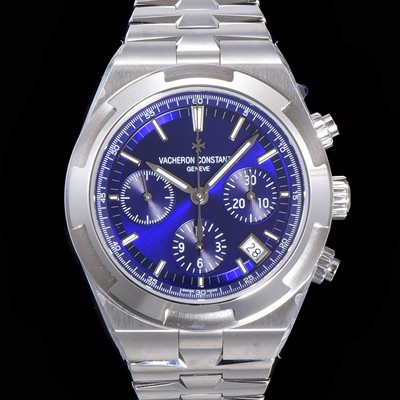 SA급 바쉐런콘스탄틴 남성용 오버시즈 크로노그래프 42mm 오토매틱 5500S 메탈줄 블루다이얼 vac1121 xx