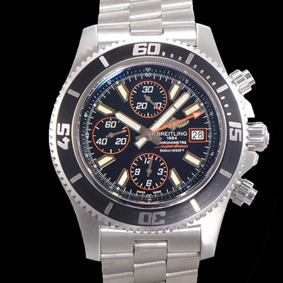 SA급 브라이틀링 남성용 에어로마린 슈퍼오션 어비스 크로노그래프 오토매틱 Eta7750-2 타입 44mm 메탈시계 블랙다이얼 bre4982 xx