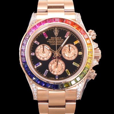 SA급 로렉스 남성용 데이토나 오이스터 다이아/큐빅 ETA7750-2 타입 오토매틱 크로노그래프 40mm 18K 로즈골드 블랙다이얼 rol4604 xx