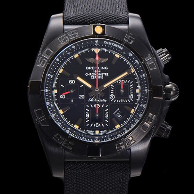 SA급 브라이틀링 남성용 크로노맷  DLC 블랙스틸 오토매틱 ETA 7750-2 타입 44mm 나토천/가죽믹스 블랙다이얼  bre2026 xx