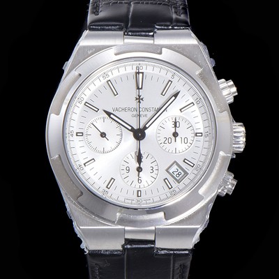SA급 바쉐런콘스탄틴 남성용 오버시즈 크로노그래프 42mm 오토매틱 5500S 가죽줄 화이트다이얼 vac1235 xx