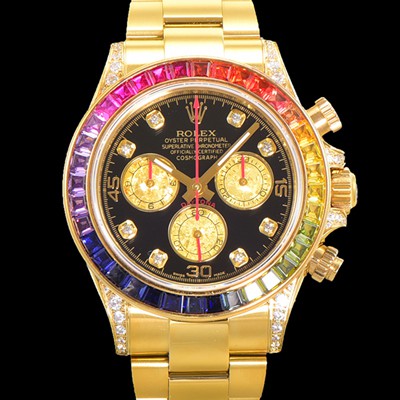 SA급 로렉스 남성용 데이토나 오이스터 다이아/큐빅 ETA7750-2 타입 오토매틱 크로노그래프 40mm 18K 옐루골드 블랙다이얼  rol0986 xx