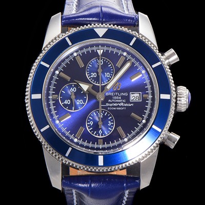 SA급 브라이틀링 남성용 슈퍼오션 해리티지 크로노그래프 ETA7750-2 타입 오토매틱 46mm 가죽줄 블루다이얼 bre6946 xx
