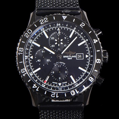 SA급 브라이틀링 남성용 크로노라이너 오토매틱 ETA 7750-2B 타입 46mm 메쉬메탈줄 세라믹 PVD 코팅 블랙다이얼 bre8294 xx