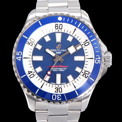 SA급 브라이틀링 뉴 다이버워치 남성용 슈퍼오션 44mm 오토매틱 ETA2824-2 타입 크로노미터 메탈줄 세라믹베젤 블루다이얼 bre0268 xx