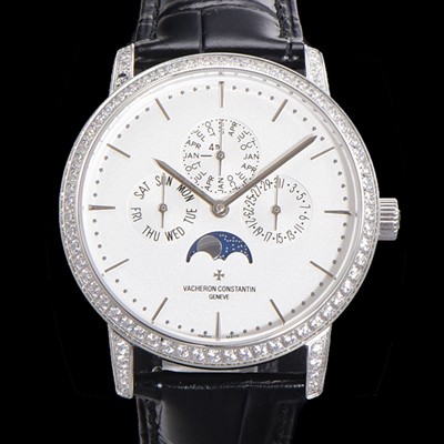 SA급 바쉐런콘스탄틴 남성용 패트리모니 다이아셋팅 논페이즈 오토매틱 1120타입 41mm 가죽줄 화이트다이얼 vac0668 xx