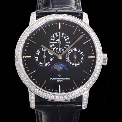 SA급 바쉐런콘스탄틴 남성용 패트리모니 다이아셋팅 논페이즈 오토매틱 1120타입 41mm 가죽줄 블랙다이얼   vac8682 xx