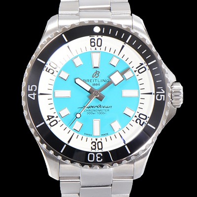 SA급 브라이틀링 뉴 다이버워치 남성용 슈퍼오션 44mm 오토매틱 ETA2824-2 타입 크로노미터 메탈줄 세라믹베젤 스카이블루다이얼 bre9686 xx