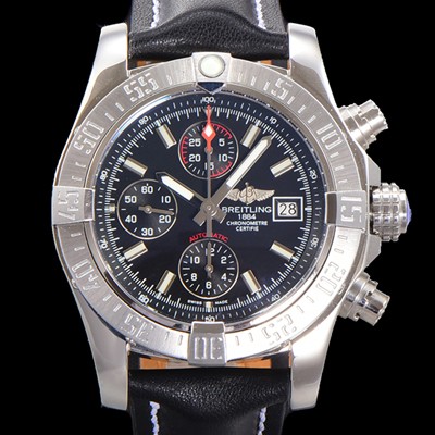 SA급 브라이틀링 남성용 어벤져 크로노그래프 ETA 7750-2 타입 45mm 가죽줄 블랙다이얼 bre4869 xx