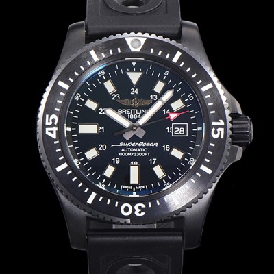 SA급 브라이틀링 남성용 슈퍼오션 스페셜 오토매틱 ETA2824-2 44mm PVD 코팅 케이스 러버우레탄 블랙다이얼 bre4260 xx