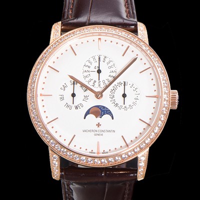 SA급 바쉐런콘스탄틴 남성용 패트리모니 다이아셋팅 로즈골드 논페이즈 오토매틱 1120타입 41mm 가죽줄 화이트다이얼 vac8866 xx
