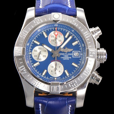 SA급 브라이틀링 남성용 어벤져 크로노그래프 ETA 7750-2 타입 45mm 가죽줄 블루다이얼 bre6448 xx