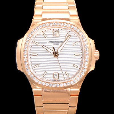 SA급 파텍필립 여성용 노틸러스 7118/1200R-001 레이디스 오토매틱 Cal.324 S C타입 35.2mm 다이아셋팅 18K로즈골드 실버다이얼 pat2462 xx