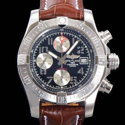 SA급 브라이틀링 남성용 어벤져 크로노그래프 ETA 7750-2 타입 45mm 가죽줄 블랙다이얼 bre8946 xx