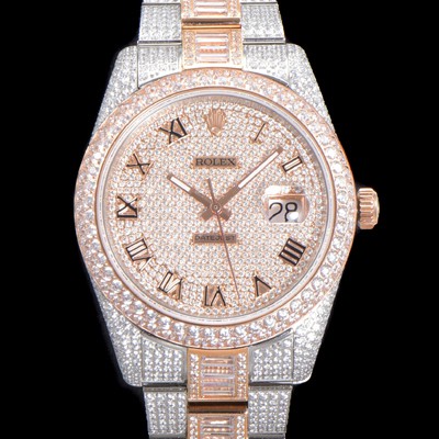 SA급 로렉스 남성용 수제공정형 다이아 18K 로즈골드 튜닝 데이져스트 오토매틱 ETA 2824-2 41mm 보석다이얼 rol23640 xx