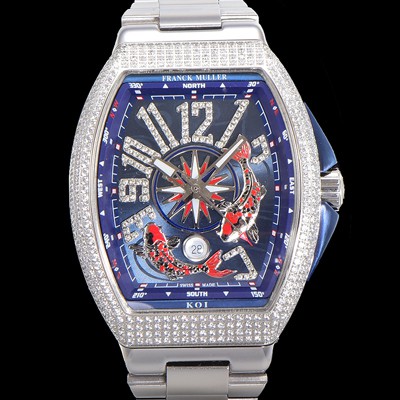 SA급 프랭크뮬러 남성용 1:1수제공정 풀 다이아셋팅 뱅가드 오토매틱 ETA2824 타입 45mm 메탈줄 블루다이얼 fra6062 xx