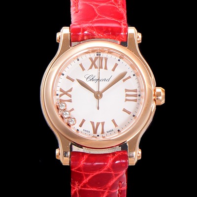 SA급 쇼파드 여성용 해피스포츠 다이아몬드 쿼츠 오리지널 ETA956.102 타입 스몰30mm 레이디스 금장시계  가죽줄 화이트다이얼 cho8420 xx