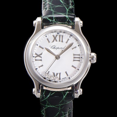 SA급 쇼파드 여성용 해피스포츠 다이아몬드 쿼츠 오리지널 ETA956.102 타입 스몰30mm 레이디스 가죽줄 화이트다이얼 cho6846 xx