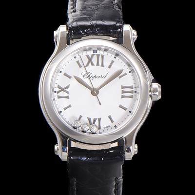 SA급 쇼파드 여성용 해피스포츠 다이아몬드 쿼츠 오리지널 ETA956.102 타입 스몰30mm 레이디스 가죽줄 화이트다이얼 cho6049 xx