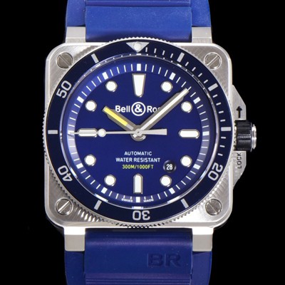 SA급 벨엔로즈 남성용 BR03-92 다이버 스틸 오토매틱 ETA2836-2 타입 42mm 우레탄줄 블루다이얼 bel42749 xx