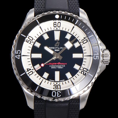 SA급 브라이틀링 뉴 다이버워치 남성용 슈퍼오션 44mm 오토매틱 ETA2824-2 타입 크로노미터 우레탄줄 세라믹베젤 블루다이얼  bre74824 xx