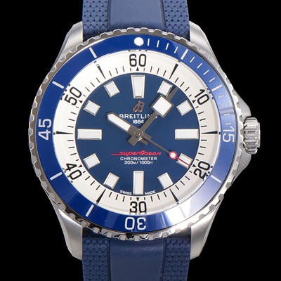 SA급 브라이틀링 뉴 다이버워치 남성용 슈퍼오션 44mm 오토매틱 ETA2824-2 타입 크로노미터 우레탄줄 세라믹베젤 블루다이얼 bre87448 xx