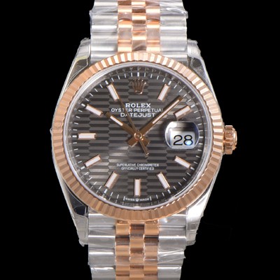 SA급 로렉스 남성용 904L스틸!! 2023신형 데이져스트 36mm II m126231 !! 로즈골드 그레이 다이얼 브레이슬릿 신형 Cal.3235 오토매틱 무브먼트 ROL19326 xx