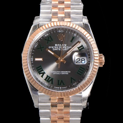 SA급 로렉스 남성용 904L스틸!! 2023신형 데이져스트 36mm II m126231 !! 로즈골드 그레이 다이얼 브레이슬릿 신형 Cal.3235 오토매틱 무브먼트 ROL19327 xx