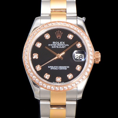 SA급 로렉스 여성용 데이져스트 오이스터 31mm 레이디 오토매틱  18K 로즈골드 투톤콤비 보석/다이아몬드 3열 브레이슬릿 메탈줄 블랙다이얼 rol90812 xx