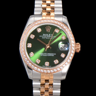 SA급 로렉스 여성용 데이져스트 오이스터 31mm 레이디 오토매틱  18K 로즈골드 투톤콤비 보석/다이아몬드 5열 브레이슬릿 메탈줄 블루다이얼 rol26480 xx