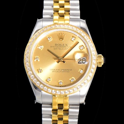 SA급 로렉스 여성용 데이져스트 오이스터 31mm 레이디 오토매틱  18K 엘루골드 투톤콤비 보석/다이아몬드 5열 브레이슬릿 메탈줄 골드다이얼 rol83527 xx