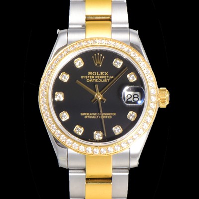 SA급 로렉스 여성용 데이져스트 오이스터 31mm 레이디 오토매틱  18K옐루골드 투톤콤비 보석/다이아몬드 3열 브레이슬릿 메탈줄 블랙다이얼 rol79453 xx