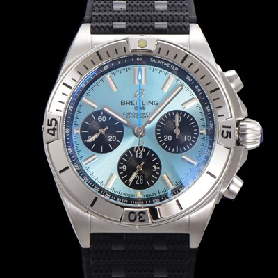 SA급 브라이틀링 남성용 크로노맷 B01 오토매틱 ETA7750-2 타입 42mm 금장시계 우레탄줄 스카이블루다이얼 bre79236 xx