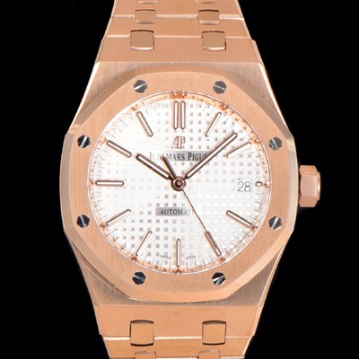 SA급 오데마피게 남성용 하이엔드 37mm로얄오크 15450OR 화이트 와플 다이얼 18K 로즈골드 Cal.3120오토매틱 무브먼트 AUD6525 xx