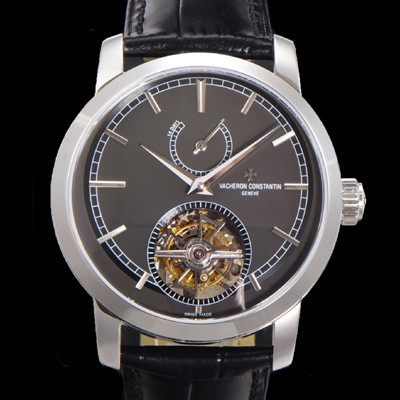 SA급 바쉐런콘스탄틴 남성용 트레디셔널 투어빌론 자동형 42mm 가죽줄 그레이다이얼 vac57218 xx