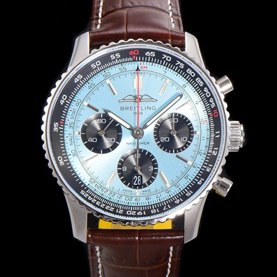 SA급 브라이틀링 남성용 네비타이머 AB0138241C1P1 크로노그래프 ETA7750-2 타입 오토매틱 43mm 가죽줄 블루 다이얼 bre5995 xx