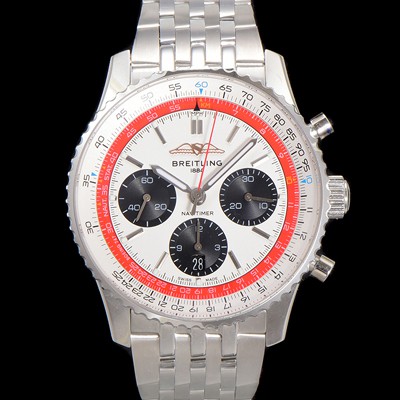 SA급 브라이틀링 남성용 네비타이머 AB01383B1G1A1 크로노그래프 ETA7750-2 타입 오토매틱 43mm 메탈줄 화이트 다이얼 bre6004 xx