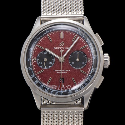 SA급 브라이틀링 남성용 프리미에르 크로노그래프 7750 타입 오토매틱 42mm 메쉬밴드 레드 다이얼 bre6024 xx