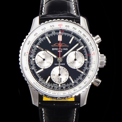 SA급 브라이틀링 남성용 네비타이머 AB0138211B1P1 크로노그래프 ETA7750-2 타입 오토매틱 43mm 가죽줄 블랙 다이얼 bre5996 xx