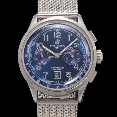 SA급 브라이틀링 남성용 프리미에르 AB0145171C1P2 크로노그래프 7750 타입 오토매틱 42mm 메쉬밴드 블루 다이얼 bre6016 xx